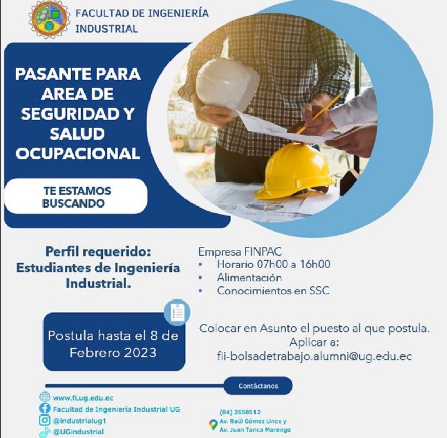 Pasante para Area de Seguridad y Salud Ocupacional